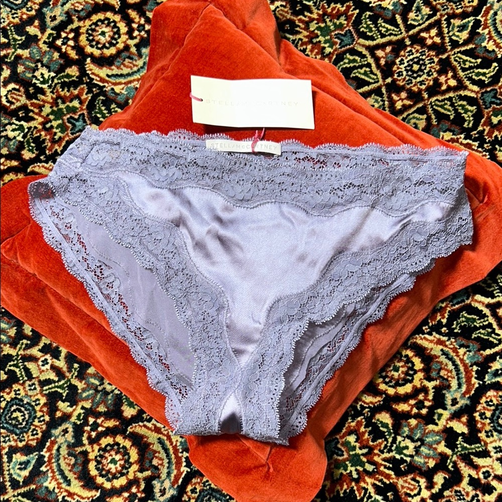 Stella McCartney NWT Mulberry (Lilac) silk and lace panty M